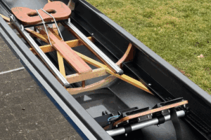 Carbon sandwich hull Wooden interior rowing boat