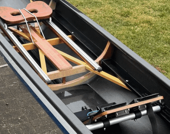Carbon sandwich hull Wooden interior rowing boat